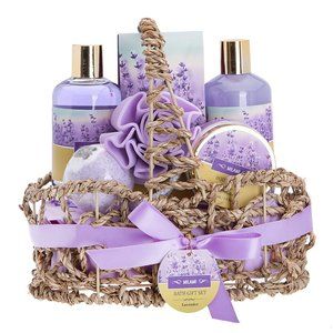 Lavender Bath Spa Gift Basket with Relaxation Gift